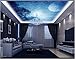 Produktbild LHDLily 3D Wallpaper Wandbild Stricker Vollmond Nacht Traum Himmel Decke Wohnzimmer Schlafzimmer Tv Hintergrund Wand Landschaft Wandbild 140Cmx100Cm|(55Inx39In)