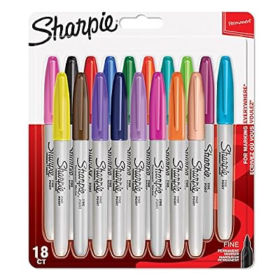 Sharpie marqueurs permanents, pointe fine, assortiment de couleurs fun, Lot de 18