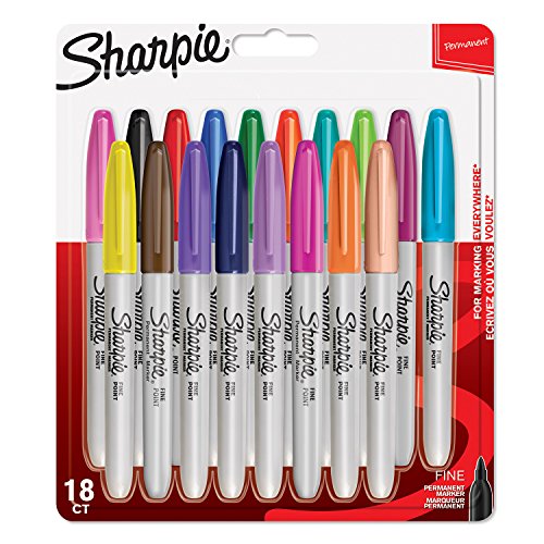 Sharpie - Rotuladores permanentes, punta fina, colores surtidos fantasía, paquete de 18