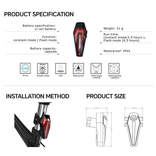 LED Fahrradbeleuchtung, AQV Premium Qualität Fahrradlampe LED Fahrrad Licht Set, 380 Lumen Fahrrad Lichter Installationssatz, LED Frontlicht & Rücklicht Camping und täglichen Gebrauch - 9