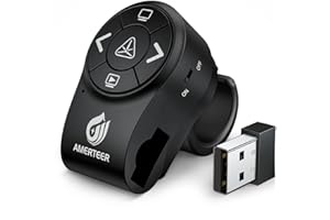 AMERTEER Wireless Presenter, 2.4GHz Powerpoint Presentation Remote Control Office PowerPoint PPT Remote Controller Clicker Flip Pen (Finger Ring Design,RF)