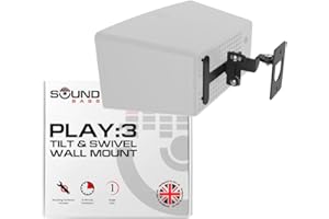 SOUND BASS Play 3 Wall Mount Black, Compatible with Sonos Play:3, Adjustable Swivel & Tilt Mechanism, Mounting Bracket Includes All Fixings