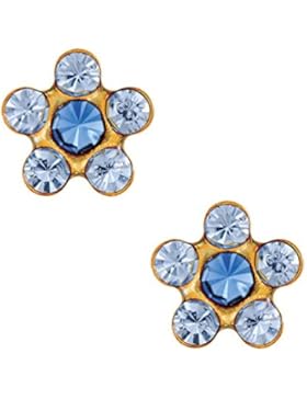 Studex Tiny Tips Ohrstecker in Gänseblümchenform, mit Saphirkristallen, 5mm, vergoldet, für Kinder, hypoallergen