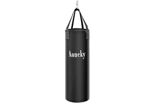 Aoneky Sac de Frappe Boxe Suspendu 1M/1.8M avec Sangle et Pivot, Poids Rempli Jusqu'à 75KG - Punching Bag pour MMA, Mua Thai, Judo, Arts Martiaux (Non Rempli)
