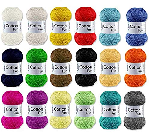 Gründl Cotton Fun, Set di gomitoli di cotone in colori misti per uncinetto (10 x 50 g.)