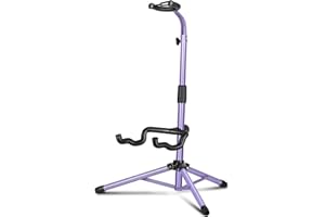 CAHAYA Gitarrenständer Boden mit Halshalterung Verstellbarer klappbarer Universal-Stativ Gitarrenständer für Akustische E-Gitarre Bass Banjos , Lila CY00253-2