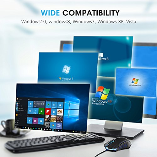 PICTEK Rat  n Gaming  Nueva Vision  7200DPI LED Ratones Gaming  Cableado Computadora Raton Gaming Programable Guay LED  5 dpi Ajustable  Raton Juegos  1200 2400 3500 5500 7200  para Jugadores