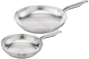 Tefal Virtuoso Lot de 2 poêles 24/28 cm, Induction, Garantie 10 ans, Acier inoxydable de qualité premium, Saisie parfaite, Recettes créatives E492S225
