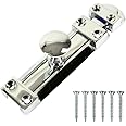 Chrome Door Bolts 4 Inch Flat Bolt Surface Door Latches Tower Bolt Sliding Lock Stainless Steel Flat Slide Safety Door Barrel Bolt with Screws 1 Pack.