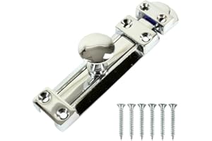 SISI UK Chrome Door Bolts 4 Inch Flat Bolt Surface Door Latches Tower Bolt Sliding Lock Stainless Steel Flat Slide Safety Door Barrel Bolt with Screws 1 Pack.