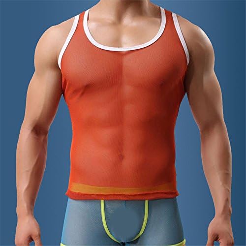 SJMMNY Tight Man'S Vest, Sexy And Breathable Vest,M,Gules