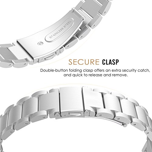 MoKo Fitbit Charge 2 Armband – Edelstahl Replacement Wrist Band Watchband Strap Uhrenarmband Erstatzband mit Metallschließe und Schnalle Watch Band für Fitbit Charge 2 Smartwatch Zur Herzfrequenz und Fitnessaufzeichnung, Silber - 4