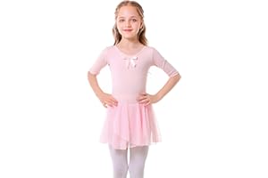 Bezioner Body Danza Classica Ragazze Leotard per Balletto Bambina Vestito Ginnastica con Chiffon Gonna
