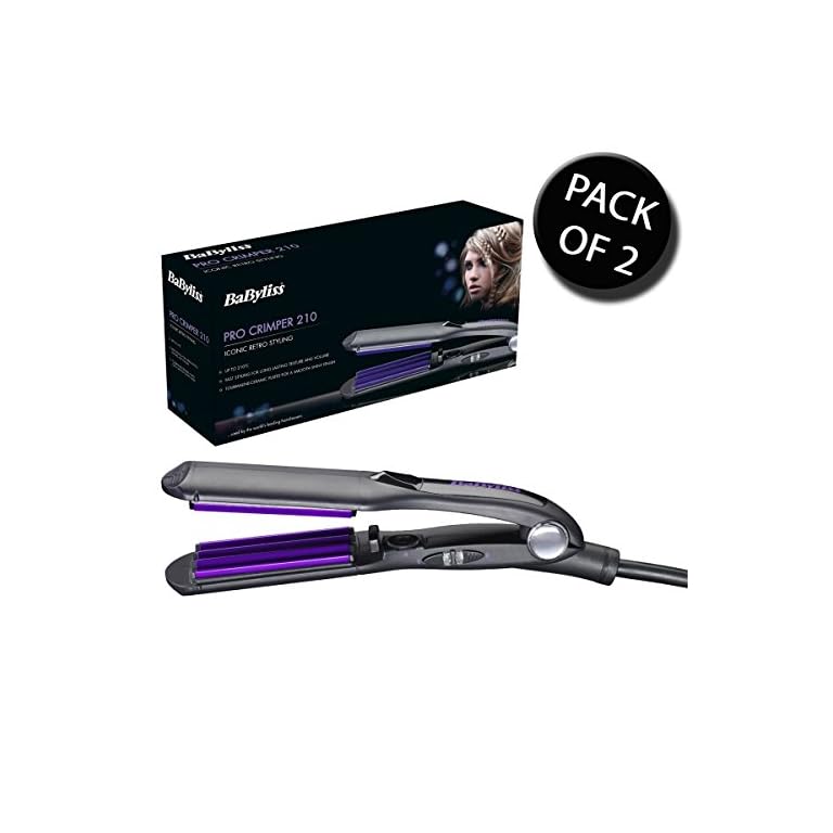 2x Babyliss 2165BU Pro Crimper 210 Tourmaline Ceramic Iconic Retro Hair Styling