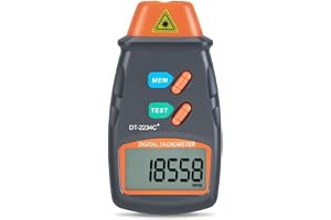 DT-2234C+ beröringsfri digital varvräknare infraröd RPM-mätare 2,5-9999 för motorfläktstester med datalagring 0,8 s snabbprovtagning stor skärm ABS handhållen svart 13 x 6,5 x 2,5 cm (gul knapp)