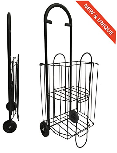 Bo Time 3760278732092 Chariot de Courses, Fer, Noir, 47 L