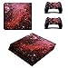 Produktbild Stillshine PS4 Slim Skin Aufkleber Sticker Design Folie schützende Haut Schale für Sony Playstation 4 Slim Konsole & 2 Dualshock Controller (Starry Red)