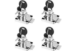 Lpraer 4 Pack Cylinder Cam Drawer Lock with Keys, Cabinet Locks 20mm Cylinder and Chrome Finish, Keyed Alike with 8 Keys, Security Locks for Cupboard Door Cabinet Mailbox