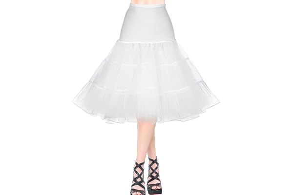 AYBUY 50-tal retro underkjol, vintage A-linje underkjol klassisk elastisk rockabilly tutu-kjol för damer halvslip utklädningsfester dans, halloweenfest, dans