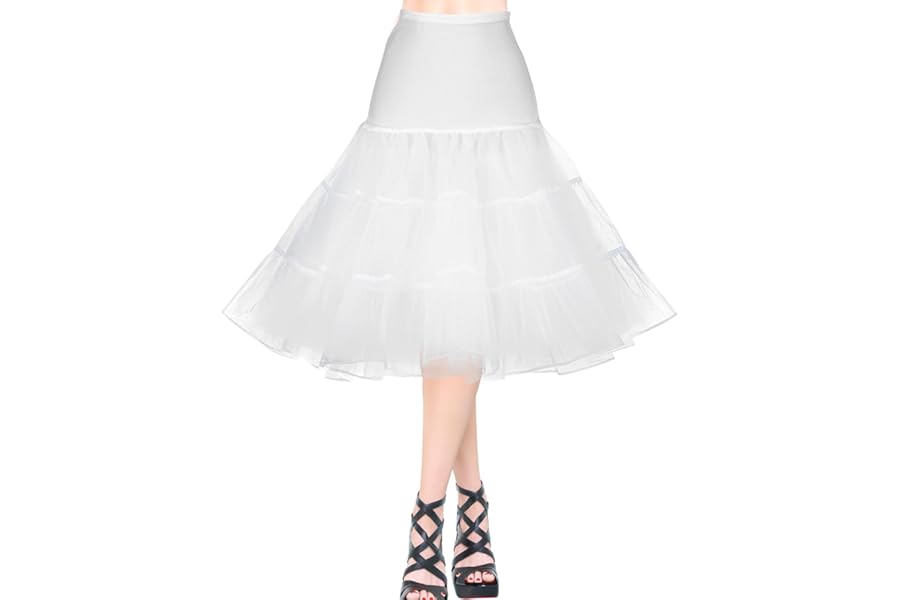 AYBUY 50s Women Retro Petticoat Underskirt,Vintage A-line Underskirt Classic Elastic Rockabilly Tutu Skirt for Ladies Half Slip Dress-up Parties Dancing, Halloween Party, Dancing