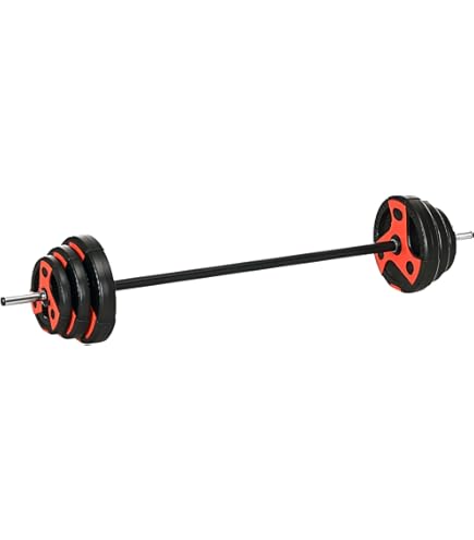 Set Pesi Fitvids 45.4 Kg Con Bilanciere - Piastre Da 4.5, 6.8, 11.3 Kg, Nero/Rosso, Per Palestra Casa - Foto 10
