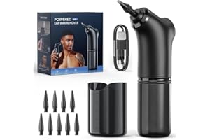 Grixz Ohrenschmalz Entferner, Elektrischer Ohrenreiniger Set mit 4 Druckmodi, 2000mAh Ohrendusche für Erwachsene Kinder, IPX7 Wasserdicht, 10 Düsen, USB Wiederaufladbarer