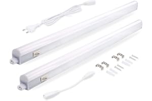 DA LIGHT Zestaw 2 lamp LED do kuchni, 8 W, 57,5 cm, 750 lm, 4000 K, neutralna biel pod szafkę, oświetlenie kuchenne, białe z połyskiem, do szafki kuchennej, wysuwana za pomocą wtyku