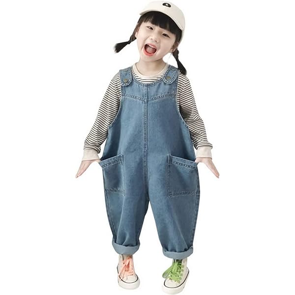 Salopette Bambina In Denim - Motivo Coniglietto E Farfalla, Taglie 68-98, Cotone Elastico