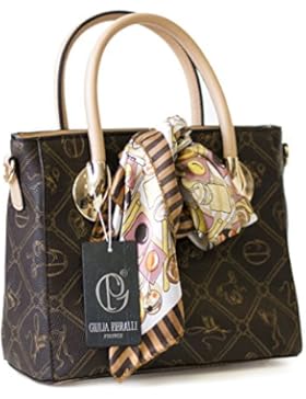 Giulia Pieralli Glamour Handtasche Damentasche Kunstleder Henkeltasche Luxus Look als Coffee Edition 27311