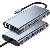 Coverzone 11 in 1 Type-C To USB Hub HDMI (4K),Audio/, Type-C/, 4X USB 3.0/, LAN/, VGA/, SD Card Reader &Ccedil;evirici Hub 10 Port A