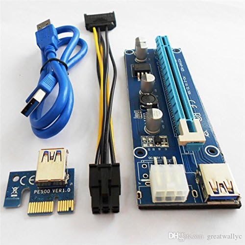 PCI-E 1x to 16x Extender Riser Card Adapter With 6 pin Power Cable (60cm) Mining Rig Cards, Ethereum Mining, Bit Coin
