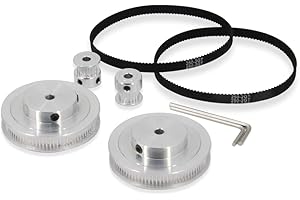 Zeberoxyz 2PCS Set GT2 Synchronous Wheel 20&80 Teeth 5mm Bore Aluminum Timing Pulley with 2PCS Length 250mm Width 6mm Belt (20-80T-5B-6)