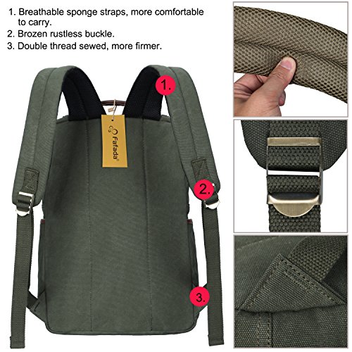 Fafada Rucksack Herren Damen Canvas Retro Schulrucksack Lässige Daypack 15 Zoll Laptop Rucksack Causal Backpack - 4
