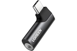 UGREEN Adaptateur USB C Jack 3.5mm Micro TRRS Coudé 90 Degrés Compatible avec iPhone 17 Pro Max Air 16 MacBook iPad Pro Air Galaxy S25 S24 Ultra Pixel 9 Adaptateur Écouteurs Casque Audio DAC (Noir)