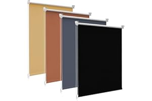 ‎BOBODECO bobodeco Verdunklungsrollo ohne Bohren & mit Bohren, Verdunkelungsrollo Klemmfix, Schwarz 50x170cm (BxH), Thermorollo Sichtschutz und Sonnenchutz, Rollos Hitzeschutz für Fenster & Tür