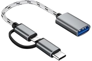SOOIIYU 2 in 1 OTG Adattatore USB C/Micro a USB, USB C a USB, Convertitore da Micro a USB Cavo Adattatore OTG, Compatibile con Samsung Galaxy S21 S22 S23 Note 20/10 A53, Google Pixel, Grigio