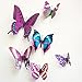 12 Pieces 3D Butterfly Stickrs Fashion Design DIY Wall Decoration House Decoration Babyroom Decoration-PURPLE