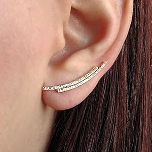 Paar vergoldeten Ohrmanschetten, 925 Sterling Silber Ohr Kletterer, minimalistisch Ohrringe, Ohrmanschetten handgefertigt von Emmanuela