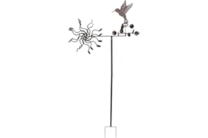 LEAPITURE Moulin à Vent en Métal Colibri, Eolienne Sculpture De Vent, Attrape-Vent Girouette de Jardin Exterieur Moulin a Vent Jardin Exterieur pour Pelouse Extérieure, Cour, Patio, Décorations De Jardin