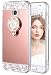 Produktbild Galaxy A5 2017 Hülle, wlooo Samsung Galaxy A5 2017 Glitzer Spiegel Hülle Luxus Strass Mode Cute Handyhülle Shiny Spiegel Makeup Case für Mädchen mit Ring Ständer Diamant Kristall TPU Schutzhülle (Roségold)