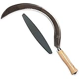 Mondsichel/Blattsichel/Sense inkl. gratis Schleifstein - mit Holzstiel - für Rechtshänder