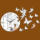 WXIN The Butterfly Wall Decals Home Decor Mirror Clock Mirror Butterfly Wall Mount Black