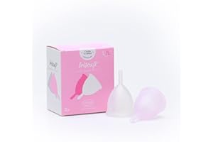 Irisana - Copa Menstrual - Pack 2 Unidades - Modelo Iriscup - Talla L - 9 x 6 x 10 cm - Silicona Quirúrgica - Compatible con DIU - Rosa y Transparente