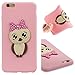 Produktbild LuckyW iPhone 6 Plus Hülle Silikon, Eule Handyhülle für Apple iPhone 6 Plus/6s Plus (5.5 Zoll) Soft Silikon Gummi Handy Hülle Transparent Clear Klar Durchsichtig Schutzhülle (Rosa)