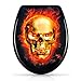Produktbild WC Sitz mit Absenkautomatik -"Burning Skull" Design - Duroplast Toilettendeckel mit Motiv inkl. Montagesatz - Grinscard
