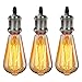 Produktbild GreenSun LED Lighting 3er Vintage Edison Lampenfassung E27 Fassung + Lampe Deckenfassung Sockel Lampenfuß Retro Hängelampe Halter Pendelleuchte Adapter DIY Lampenzubehör, Schwarz