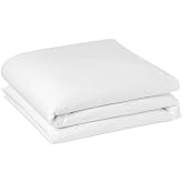Amazon Basics Deluxe Duvet Cover, 100% Cotton Sateen 400 Thread Count, Extra Soft with Press Buttons, 135 x 200 cm, White
