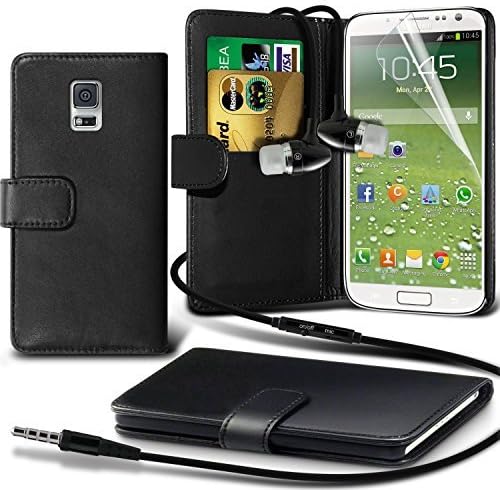 Black Samsung Galaxy S5 Mini Case, Cover Pouch with Aluminium On/Off Microphone Handsfree Earphones Exclusively Listed and sold by Synamatic ONLY