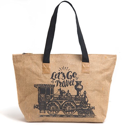 H&B Jute Beach bag/shopping bag(Tote,Lets go travel-black,Large Size-19x13x6 inch) RS.399 (62.00% Off) - Amazon