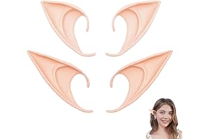 WLVINSON 2 Paar Elfenohren Set,Elfenohren für Kinder Erwachsene,Elfen Ohren Damen Schmuck,Latex Fairy Weiche Elf Ears für Halloween Weihnachten Cosplay Party Kostüm Zubehör,Spitzohren Elfenkostüm Accessoires